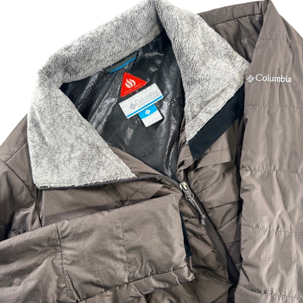 Columbia Puffer Jacket Womens L Brown Omni-Heat Quilted Ripstop Coat Outdoors
